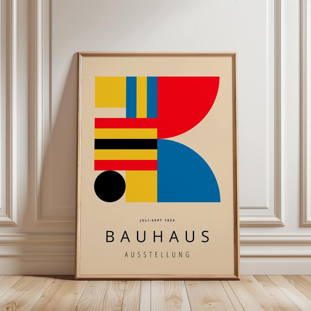 Bauhaus Poster Wall Art, Exhibition Bauhaus Print, Red Modern Art ...