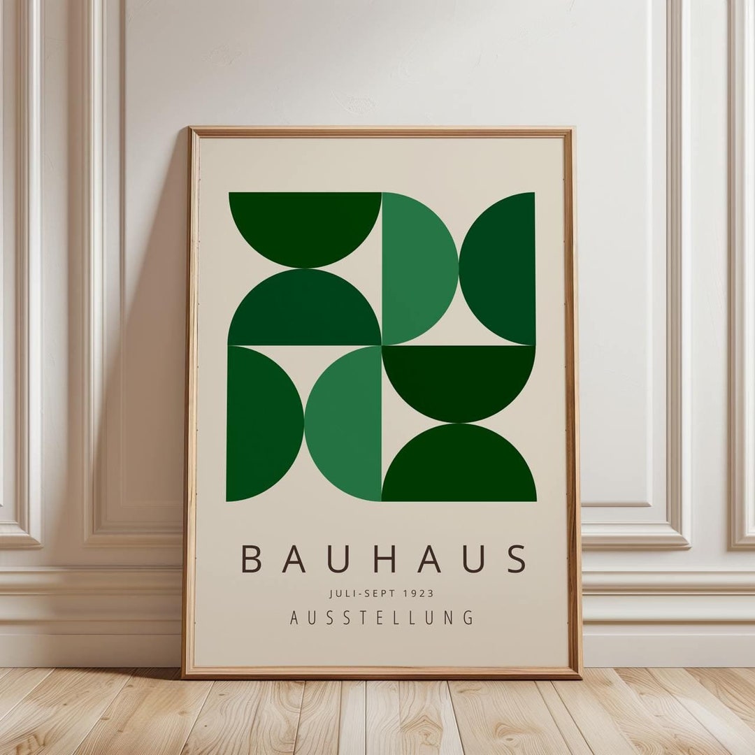 Bauhaus Poster Green Vertical Wall Art, Bauhaus Exhibition Print