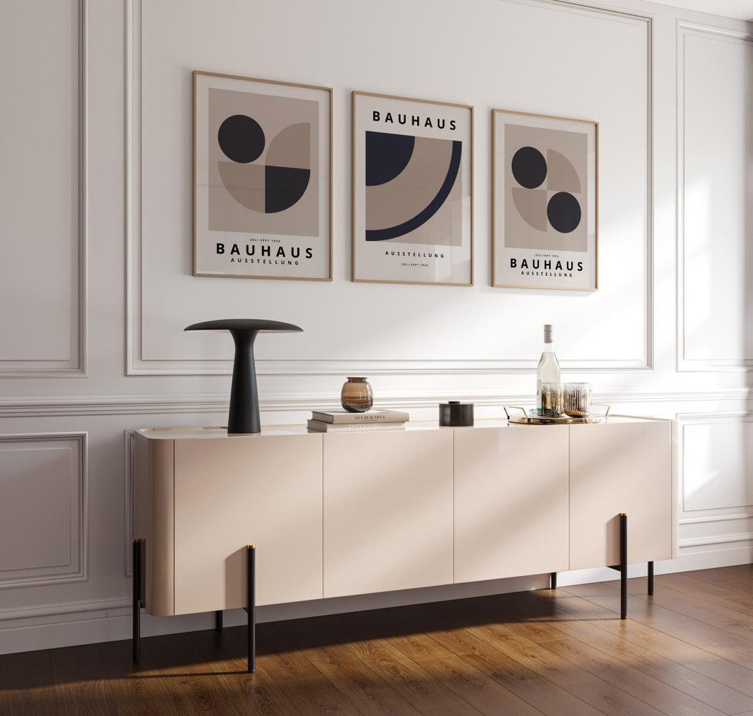 Bauhaus Poster Set of 3, Framed Wall Art, Abstract Wall Art Prints ...