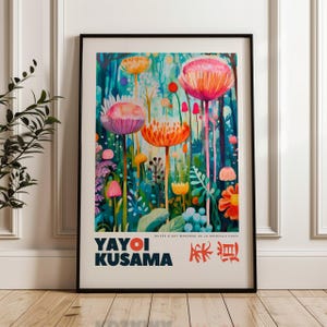Yayoi Kusama stampa incorniciata decorazione da parete, poster Yayoi Kusama, decorazione poster giapponese, grande regalo di inaugurazione della casa, arte Japandi, stampa giapponese,