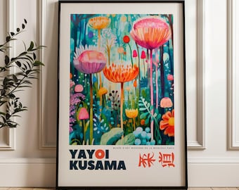 Yayoi Kusama Print Framed Wall Art Decor, Yayoi Kusama Poster, Japanese Poster Decor, Large Housewarming Gift, Japandi art, Japanese print,