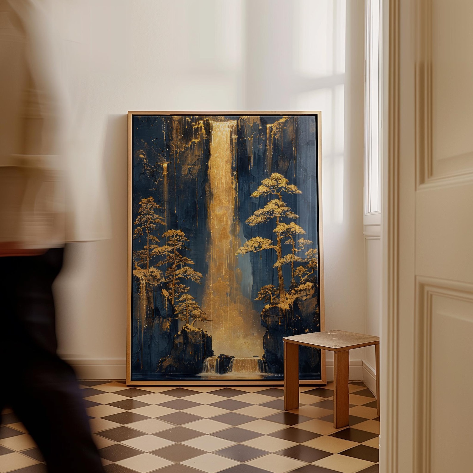 Framed Canvas Wall Art, Yayoi Kusama Gold Waterfall Print, Large ...