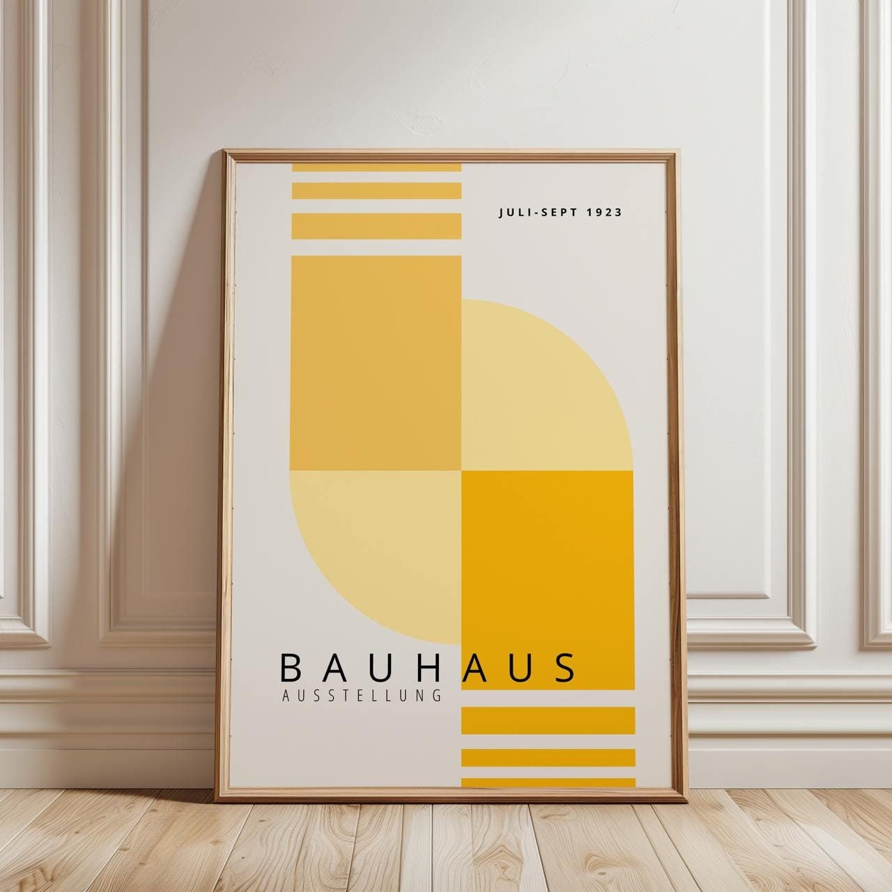 Yellow Bauhaus Print Wall Art Framed, Exhibition Bauhaus Poster, Geometric Modern wall art, Boho Large Framed Wall Art Decor, Poster Gift