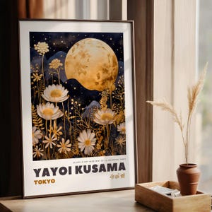 Yayoi Kusama Print Wall Art, Yayoi Kusama Poster, Japanese Poster, Large Housewarming Gift, Japandi art, Japanese print,
