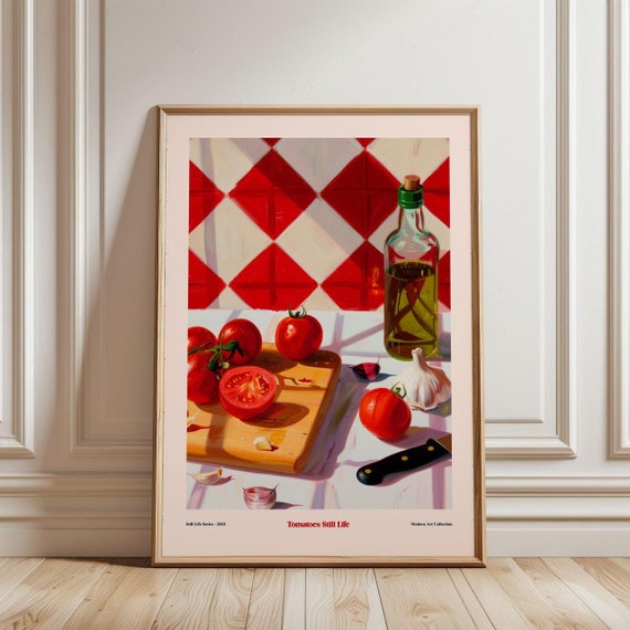 Tomato Poster, Kitchen Wall Art Framed, Kitchen Prints, Large Food Art, Housewarming Gift,Red Posters Wall Art