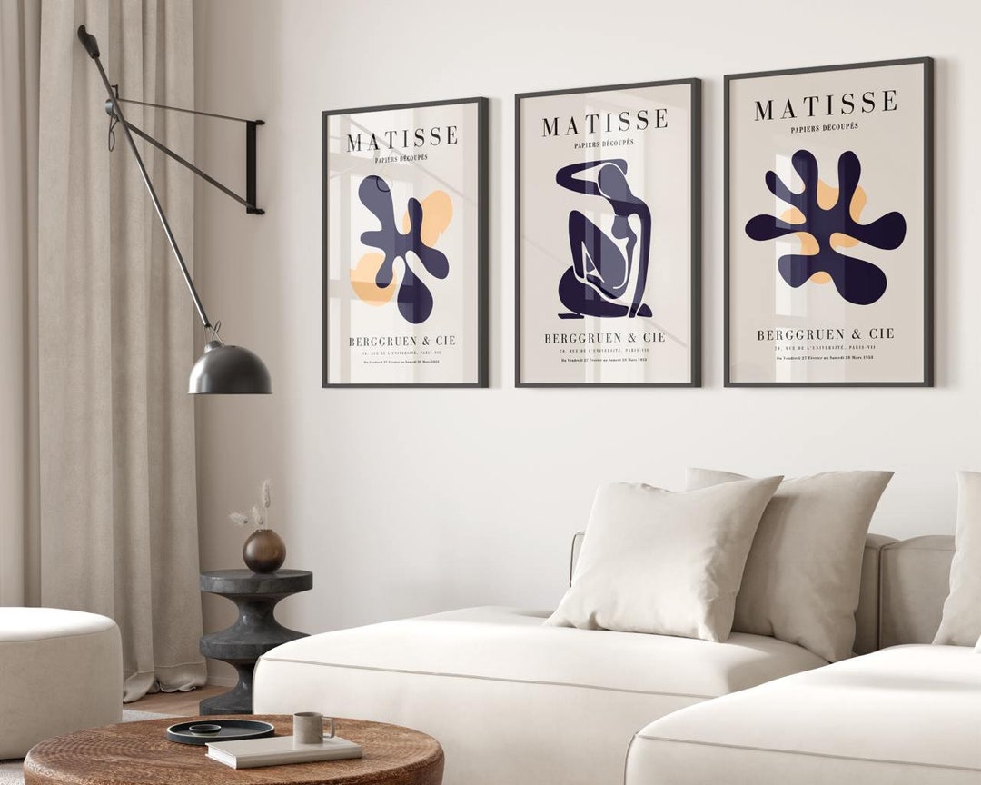 Set of 3 Blue Henri Matisse Prints Wall Art, Matisse Poster Framed ...