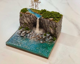 20x20 waterfall rock model,Home Decoration, Craft Desktop Decorations, Gift Ideas, High Quality Resin Decorations.