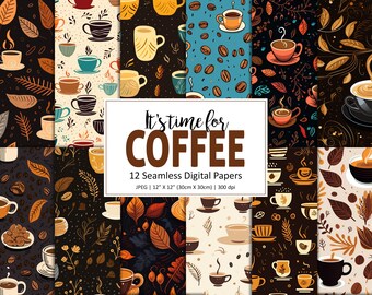 Kaffee Muster Digitales Papier: Nahtloser Hintergrund (kommerzielle Nutzung)