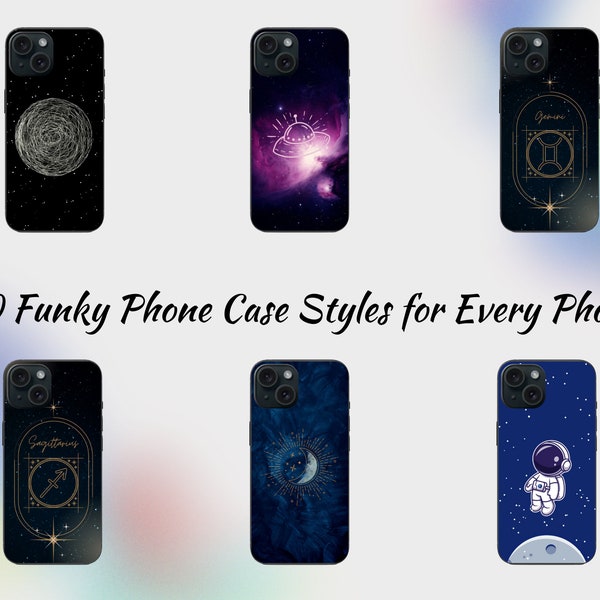 30 Sublimition Template for All Phone Models, Planets, Moon, Zodiac Signs, Astronaut Concept, Phone Case Bundle for Iphone, Samsung, Fits al