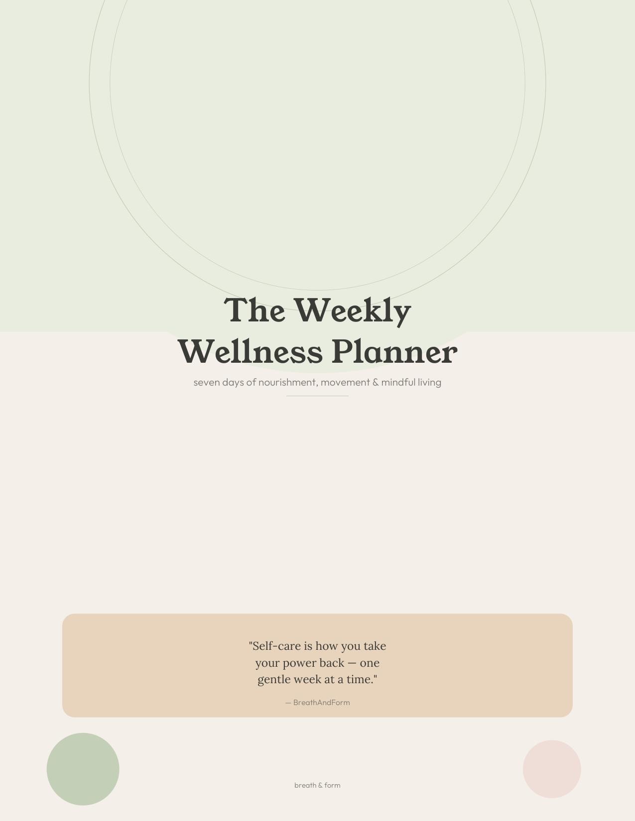 Weekly Wellness Planner