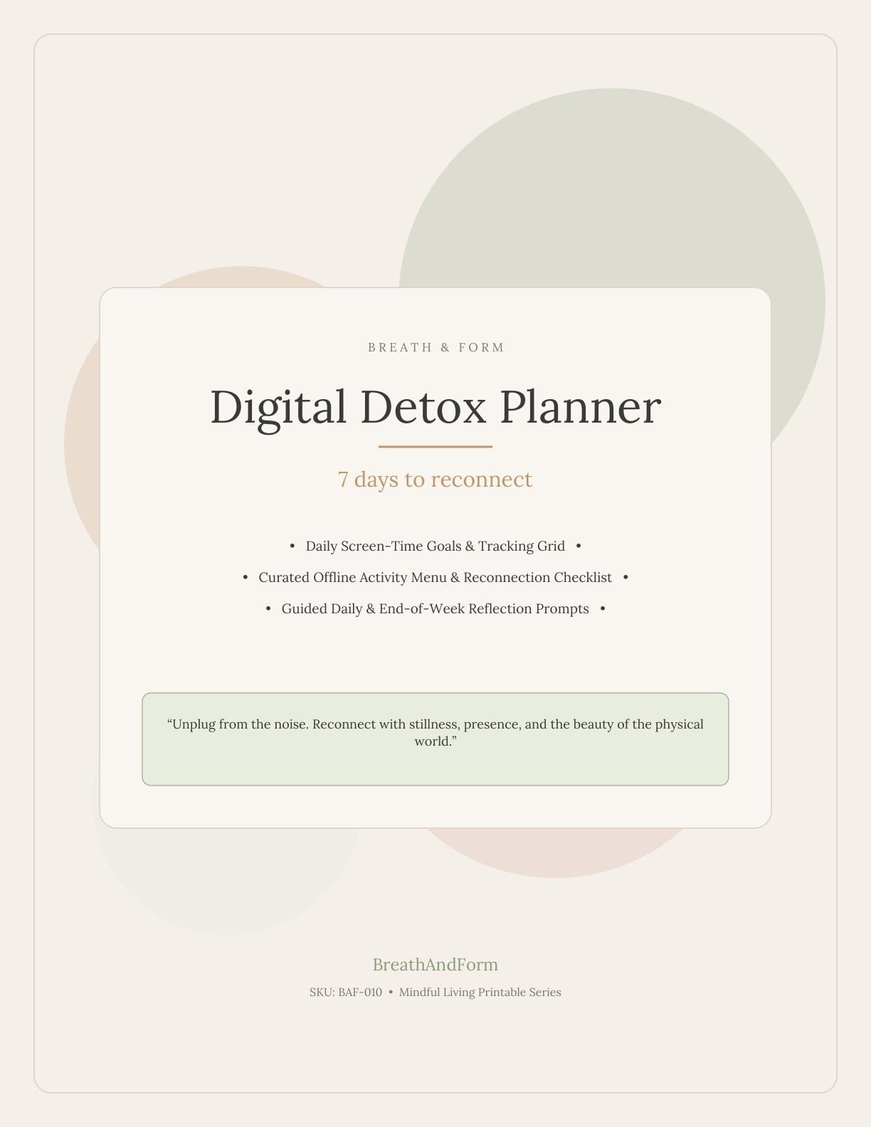 Digital Detox Planner