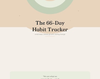 66-Day Habit Tracker Printable PDF — Daily Habit Formation Grid — Weekly Reviews — Goal Setting Journal — Digital Download