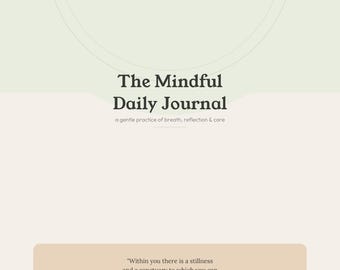 Mindful Daily Journal Printable PDF — Daily Gratitude & Wellness Journal — Self Care Planner — Mindfulness Journal — Digital Download