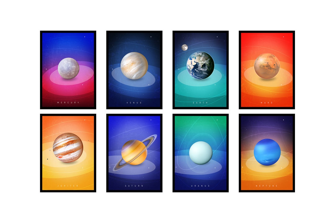 Solar System Planets Art Prints Space Posters Digital Download - Etsy UK
