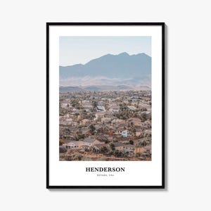 Impressão de Henderson, pôster fotográfico de Henderson, arte de parede de viagem de Henderson, impressão de mapa de Henderson, impressão fotográfica de Henderson, Nevada, EUA