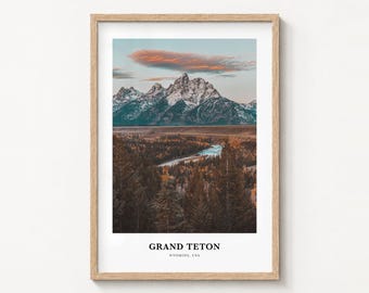 Wydruk z Parku Narodowego Grand Teton, kolorowy plakat ze zdjęciem, sztuka ścienna z podróży, wystrój domu
