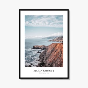 Marin County Print, Marin County Photo Poster, Marin County Travel Wall Art, Marin County Map, Marin County Photography, California, USA