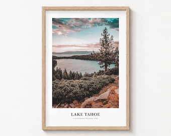 Wydruk z jeziorem Tahoe, kolorowy plakat ze zdjęciem, sztuka ścienna z podróży, wystrój domu