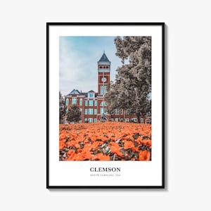 Clemson Print, Clemson Photo Poster, Clemson Travel Wall Art, Clemson Map Print, Clemson Photography Print, Clemson, South Carolina, USA
