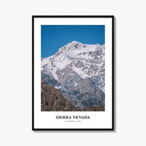 Sierra Nevada print, Sierra Nevada fotoposter, Sierra Nevada reizen kunst aan de muur, Sierra Nevada kaart print, Sierra Nevada, Californië, VS