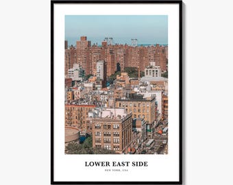 Pôster fotográfico colorido com estampa do Lower East Side, arte de parede para viagem, decoração para casa.