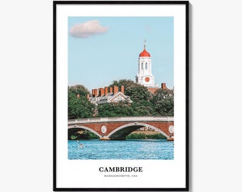 Cambridge Print Massachusetts, poster fotografico Cambridge, arte murale di viaggio Cambridge, stampa mappa Cambridge, stampa fotografica Cambridge, USA