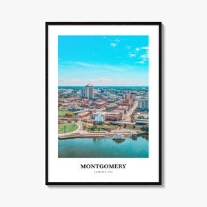 Montgomery print, Montgomery fotoposter, Montgomery reizen kunst aan de muur, Montgomery kaart print, Montgomery fotografie print, Alabama, VS