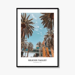 Silicon Valley-print nr. 2, Silicon Valley-fotoposter, Silicon Valley-reiskunst aan de muur, Silicon Valley-kaart, Silicon Valley, Californië, VS
