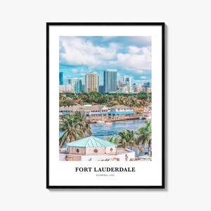 Fort Lauderdale print, Fort Lauderdale fotoposter, Fort Lauderdale reizen kunst aan de muur, Fort Lauderdale kaart, Fort Lauderdale, Florida, VS