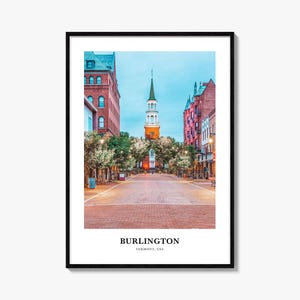 Burlington Print Vermont, Burlington Photo Poster, Burlington Travel Wall Art, Burlington Map Print, Burlington Photography Print, USA