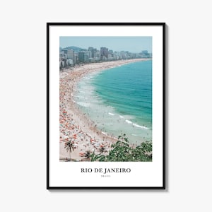Impresión de Río de Janeiro, Cartel fotográfico de Río de Janeiro, Arte de la pared de viaje de Río de Janeiro, Mapa de Río de Janeiro, Fotografía de Río de Janeiro, Brasil