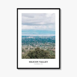 Silicon Valley-print nr. 1, Silicon Valley-fotoposter, reiskunst aan de muur Silicon Valley, Silicon Valley-kaart, Silicon Valley, Californië, VS
