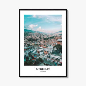 Impresión de Medellín, Cartel fotográfico de Medellín, Arte de la pared de viajes de Medellín, Impresión de mapas de Medellín, Fotografía de Medellín, Decoración de la pared de Medellín, Colombia