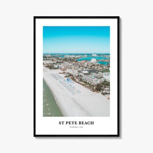 St Pete Beach-afdruk, St. Pete Beach-fotoposter, St. Pete Beach-reiskunst aan de muur, St. Pete Beach-kaartafdruk, St. Pete Beach-afdruk, Florida, VS