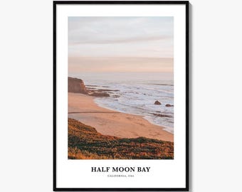 Half Moon Bay Print No 1, Half Moon Bay Photo Poster, Half Moon Bay Travel Wall Art, Half Moon Bay Map Print, Half Moon Bay, California, USA