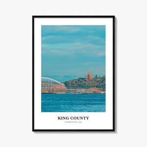 King County print, King County fotoposter, King County reizen kunst aan de muur, King County kaart print, King County fotografie, Washington, VS