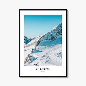 Stampa Zillertal, Poster fotografico Zillertal, Arte murale turistica Zillertal, Stampa della mappa Zillertal, Stampa fotografica Zillertal, Zillertal, Austria