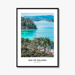 Impression de la baie des îles, affiche photo de la baie des îles, art mural de voyage de la baie des îles, impression de carte de la baie des îles, baie des îles, Nouvelle-Zélande