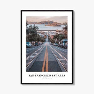 Impression n° 3 de la région de la baie de San Francisco, affiche photo de la région de la baie de San Francisco, art mural voyage San Francisco, carte de San Francisco, Californie, États-Unis