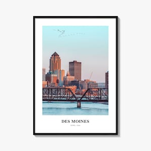 Des Moines impression n° 2, affiche photo Des Moines, art mural voyage Des Moines, impression carte Des Moines, impression photographie Des Moines, Iowa, États-Unis