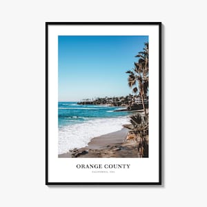 Impression d'Orange County, affiche photo d'Orange County, art mural de voyage d'Orange County, impression de carte d'Orange County, comté d'Orange, Californie, États-Unis