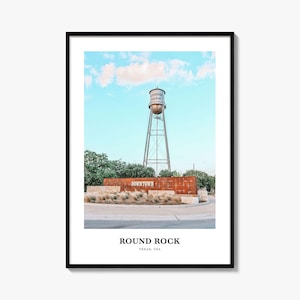Impression de rocher rond, affiche photo de rocher rond, art mural de voyage de rocher rond, impression de carte de rocher rond, photographie de rocher rond, Round Rock, Texas, États-Unis