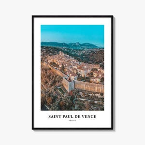 Impressão de Saint Paul de Vence, pôster fotográfico de Saint Paul de Vence, arte de parede de viagem de Saint Paul de Vence, impressão de mapa de Saint Paul de Vence, França