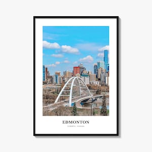 Impresión n.° 1 de Edmonton, póster fotográfico de Edmonton, arte mural turístico de Edmonton, impresión de mapa de Edmonton, impresión fotográfica de Edmonton, Alberta, Canadá