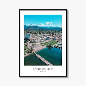 Impresión fotográfica de Coeur Dalene, póster de viaje a Idaho, arte mural de Estados Unidos, decoración del lago de Idaho
