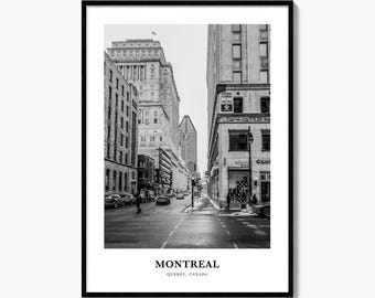 Affiche photo en noir et blanc de Montréal, décoration murale de voyage, décoration intérieure