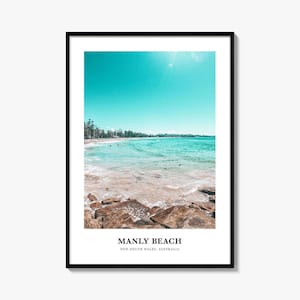 Manly Strand Fotodruck, New South Wales Reise Poster, Australien Wandkunst, Sydney Hafen Dekor