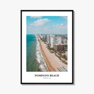 Impression de Pompano Beach, affiche photo de Pompano Beach, art mural voyage Pompano Beach, impression de carte de Pompano Beach, impression de Pompano Beach, Floride, États-Unis