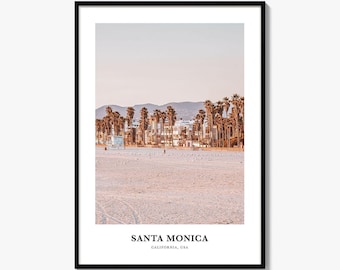 Impresión fotográfica de Santa Mónica, póster de viaje a Estados Unidos, arte mural de California, decoración de la costa del Pacífico
