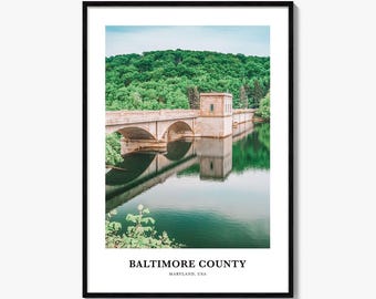 Wydruk ze zdjęciem hrabstwa Baltimore, plakat z podróży po Maryland, sztuka ścienna po środkowym Atlantyku, wystrój USA